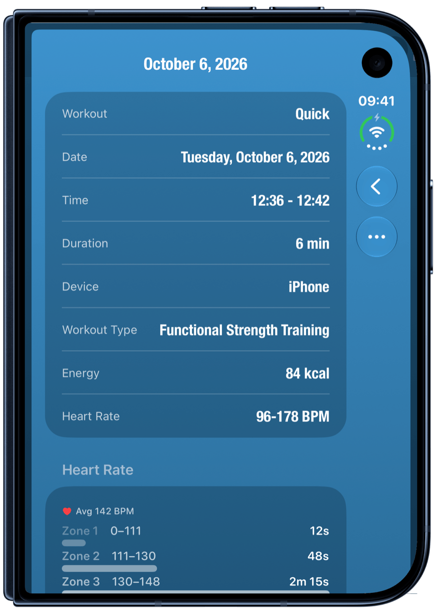 A finished workout on iPhone Duo.