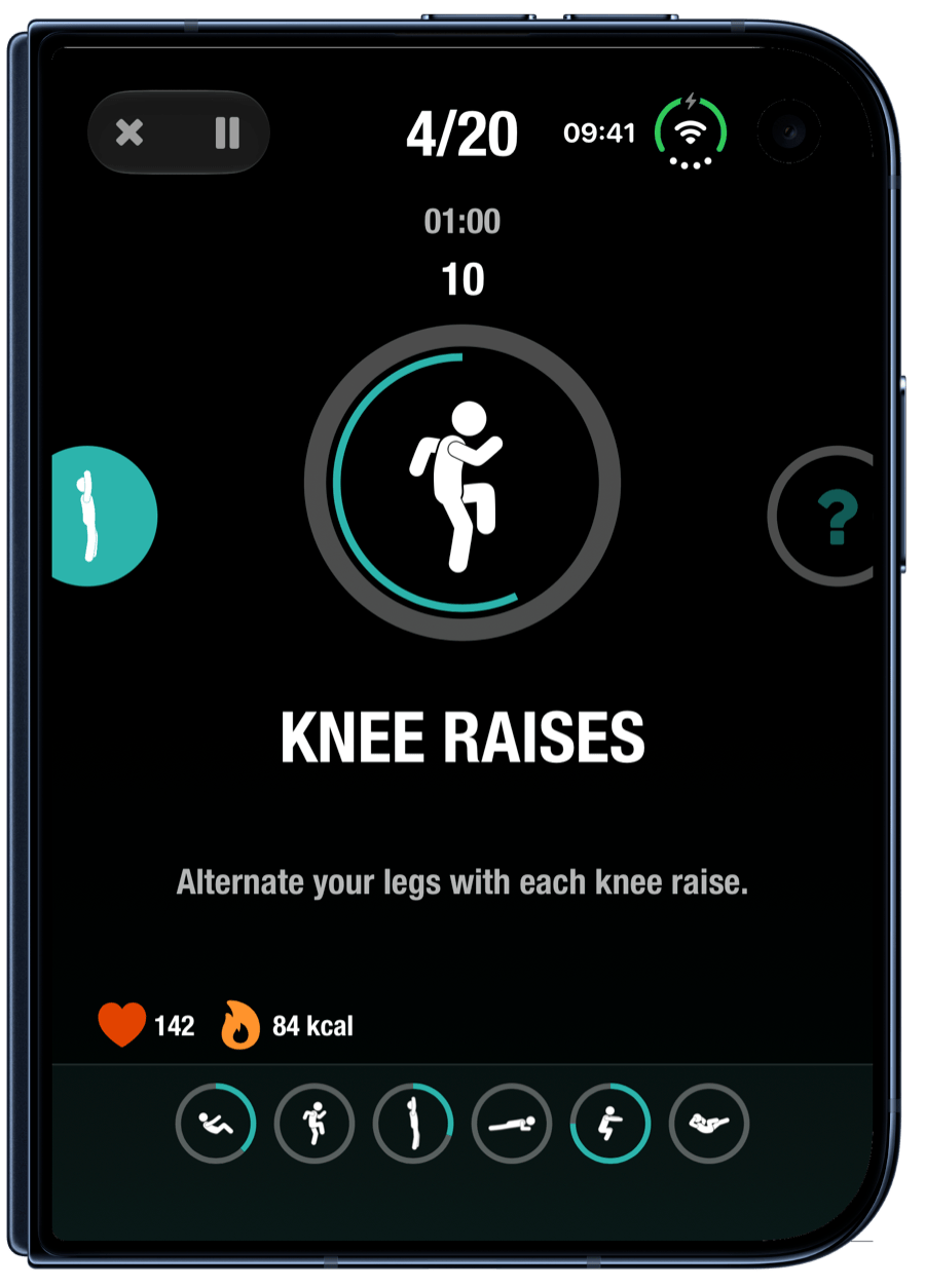 Mid-workout on iPhone Duo.