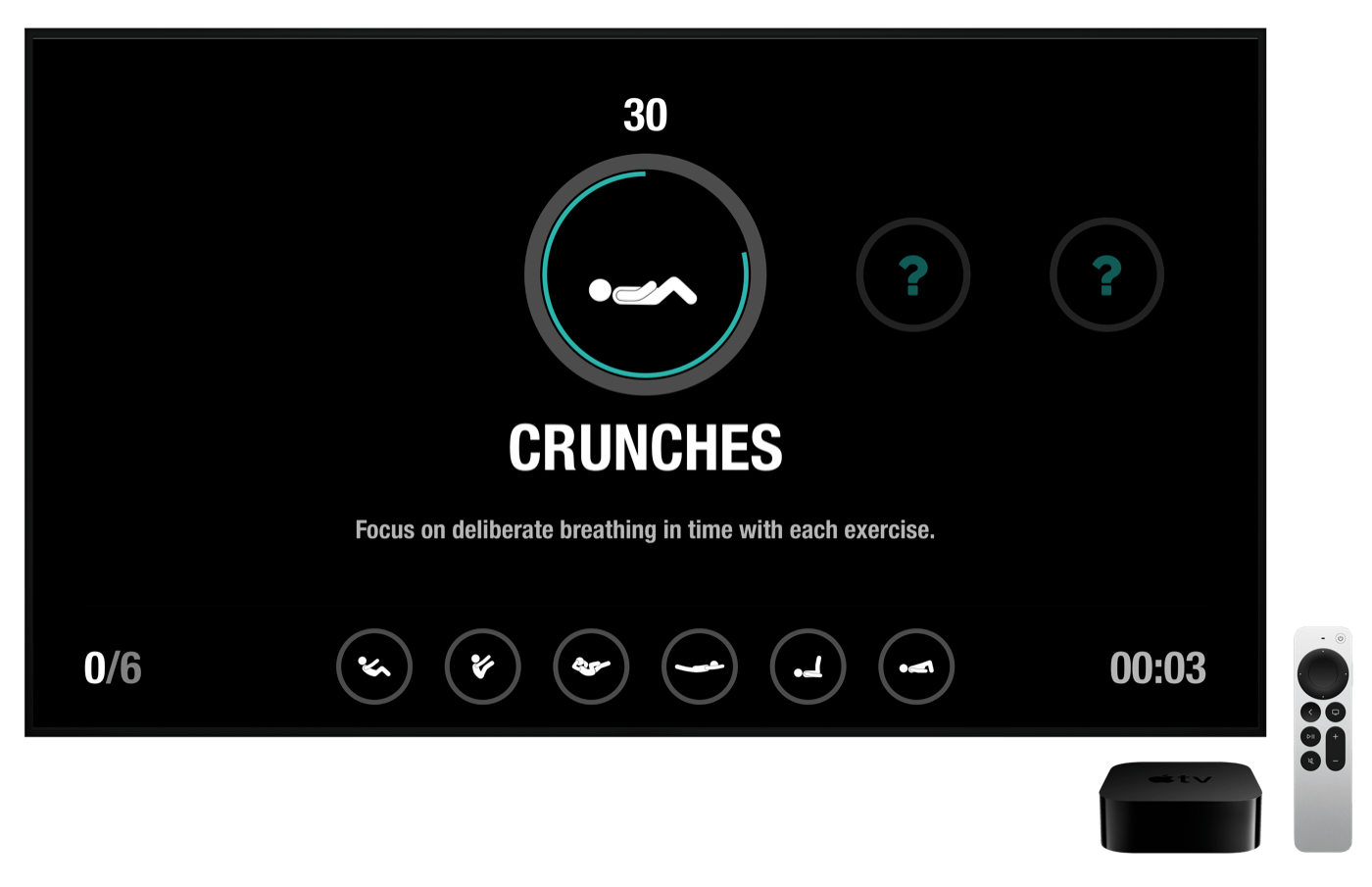 Mid-workout on Apple TV.